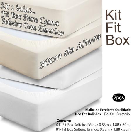 Imagem de Kit 2 Saias Para Cama Box Solteiro Malha Algodão Fit Box