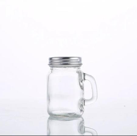 Imagem de Kit 2 Saleiro/Pimenteiro de vidro com alça e tampa inox cozinha moderna