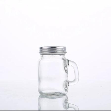 Imagem de Kit 2 Saleiro/Pimenteiro de vidro com alça e tampa inox para cozinha pratico