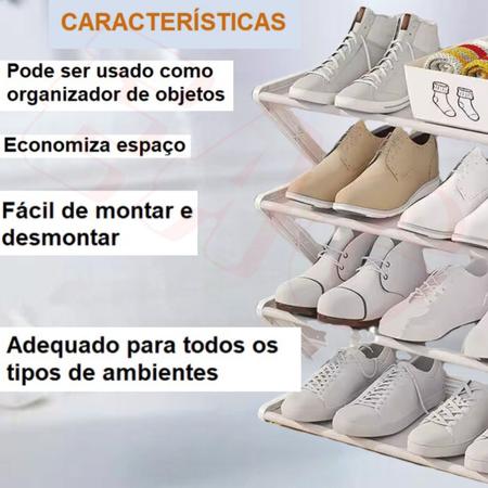 Imagem de Kit 2 Sapateira Moderna Formato Z Prateleira Sanfonada 4 Andares Preto, Branco Organizador De Sapatos 8 Pares Multiuso Livros Brinquedos