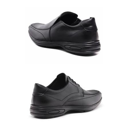 Imagem de Kit 2 Sapatos Sociais Masculinos Confort Com e Sem Cadarço