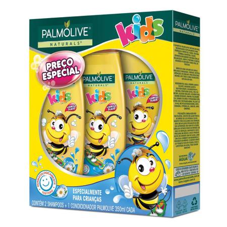 Imagem de Kit 2 Shampoos + 1 Condicionador Palmolive Naturals Kids 350mL