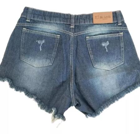 Kit 2 Short Feminino Jeans Com Licra Cintura Alta Desfiado Curto 2 - Azul  Claro