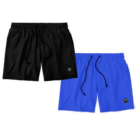 Imagem de Kit 2 Shorts Masculino Básico Liso Bermuda Praia Mauricinho Tactel