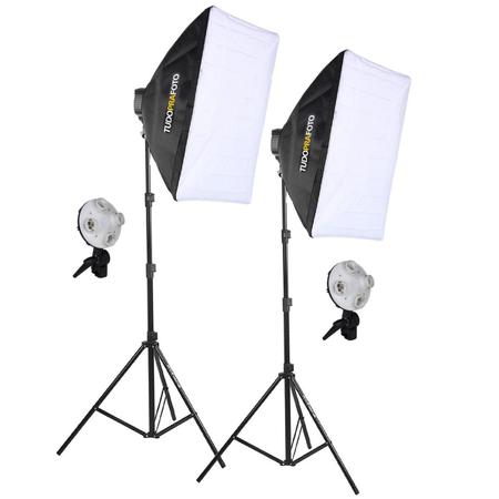 Imagem de Kit 2 Softbox 50x70 p/4 Lâmpadas Bivolt + Tripé