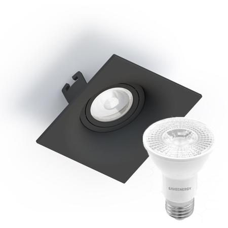 Imagem de Kit 2 Spot Embutir Sand Save Energy P/ Lâmpada Par20 Preto + Lâmpada Led 4,8w 4000k