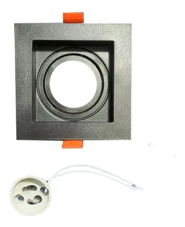 Imagem de Kit 2 Spots Embutir Dicroica Quadrado Recuado Preto