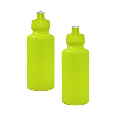 Imagem de Kit 2 Squeezes 550Ml Amarelo Neon Plástico Premium