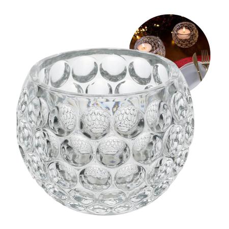 Imagem de Kit 2 Suportes Porta Vela de Cristal Vidro Bolhas 9cm Castiçal Lyor Pote para Decoração Enfeite
