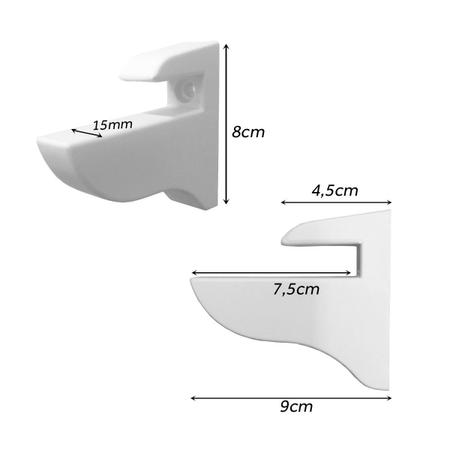 Imagem de Kit 2 Suportes Tucano para Prateleira de 15mm Branco