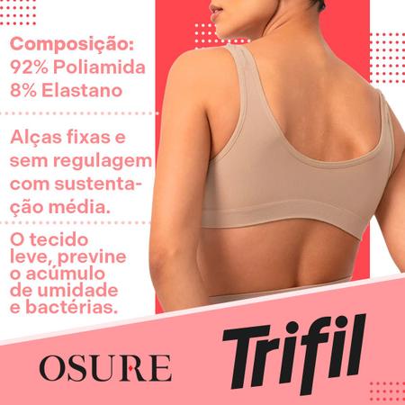 Imagem de Kit 2 Sutiãs Trifil Daily Top Com Bojo Sem Costura Soutien Sem Aro Microfibra Macio Confortável