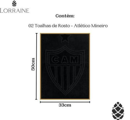 Imagem de Kit 2 Toalhas Rosto Buettner Atlético Mineiro Preto 33x50cm