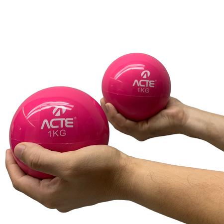 Imagem de Kit 2 Tonning Balls de Peso 1KG 12cm Pilates T55 Acte Rosa