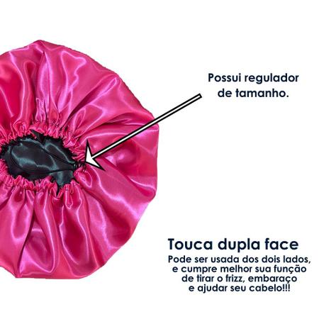 Imagem de Kit 2 Touca de Cetim Dupla Face Ajustável Antifrizz + Xuxinha