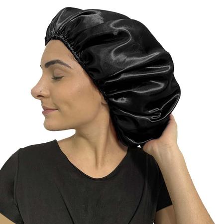 Imagem de Kit 2 Toucas de cetim para cabelo antifrizz portátil