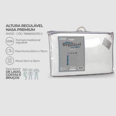 Imagem de Kit 2 Travesseiros Altura Regulável Nasa Premium Duoflex - (3 camadas internas individuais e removíveis 100% Visco Elástico