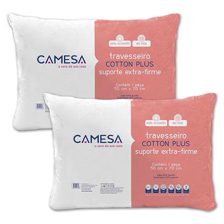 Travesseiro Extra-Firme Poliéster 180 Fios 50cm x 70cm Branco Cotton Plus  Camesa - Carrefour - Carrefour