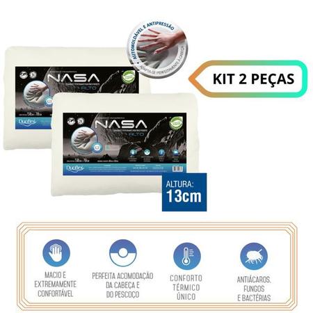 Imagem de Kit 2 Travesseiros Nasa X Duoflex - Espuma Viscoelastica - Total proteção antiácaros, fungos e bactérias.