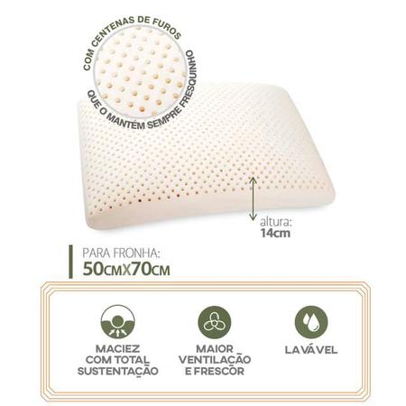 Imagem de Kit 2 Travesseiros Real Látex Baixo Duoflex - Antiácaro - Espuma Natural - Capa Dry Fresh 100% Poliéster