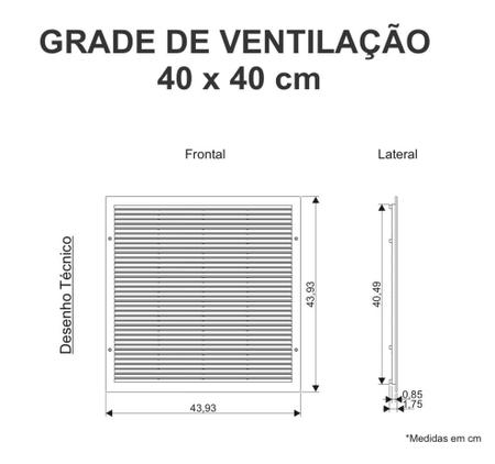 Imagem de Kit 2 un Grade Ventilação Encaixe Ventokit 40x40