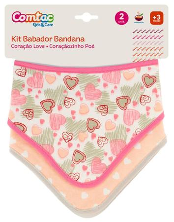 Imagem de Kit 2 Uni. Babador Bandana Triangular Corações - Comtac Kids