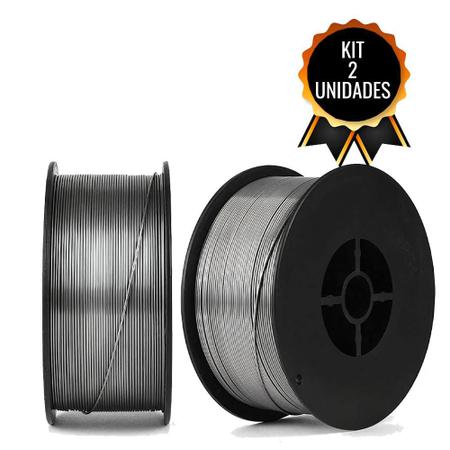 Imagem de Kit 2 Unidades Arame para Solda MIG 0,8mm Rolo com 1 KG s Gás com Fluxo Flux Core E71T1-GS EVALD