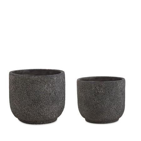 Imagem de Kit 2 Vasos Cinza em Cimento Poroso 14x12 e 10,5x9 cm Mart