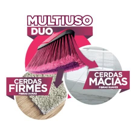 Imagem de Kit  2 Vassoura Multiuso Duo Cerdas Firmes E Macias Com Cabo