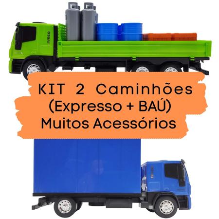 Kit 2 Veículos De Brinquedo Iveco - 1 Caminhão Expresso + 1