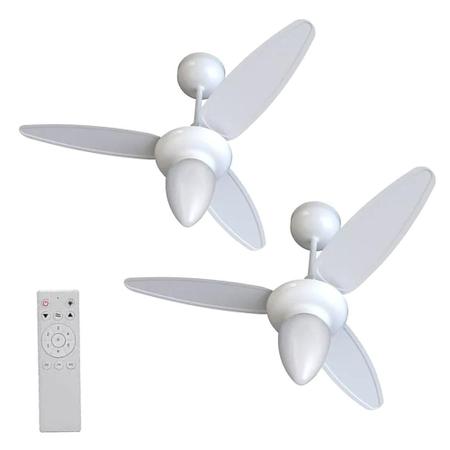 Imagem de Kit 2 Ventiladores de Teto Inverter Wind Branco com Controle Remoto Bivolt E-27 Ventisol