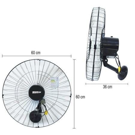 Imagem de Kit 2 Ventiladores Parede 60cm 220V 200W Industrial Turbo Turbão 3 Pás Vitalex OP60AP220 Preto