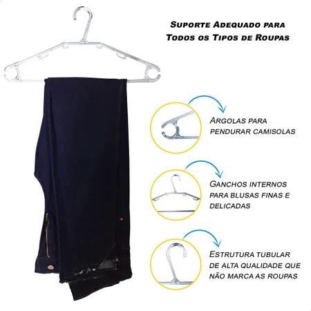 Imagem de Kit 20 Cabides Cristal Roupas Adulto Super Resistente