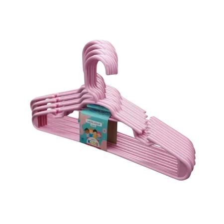 Imagem de Kit 20 Cabides Infantil Rosa + 10 Cestos Organizadores Rosa Pequeno 16x12