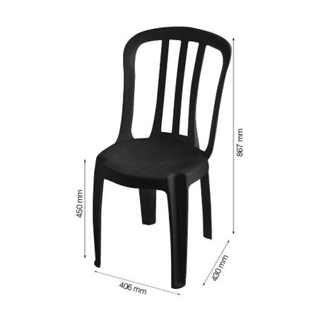Imagem de Kit 20 Cadeiras de Plástico Bistrô Pretas