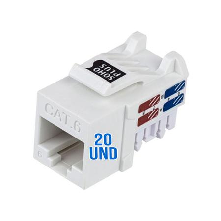 Imagem de Kit 20 Conector RJ45 Femea KeyStone Cat6 SohoPlus Furukawa