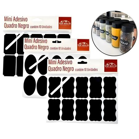Imagem de Kit 20 etiquetas adesivas potes e objetos+caneta giz líquido