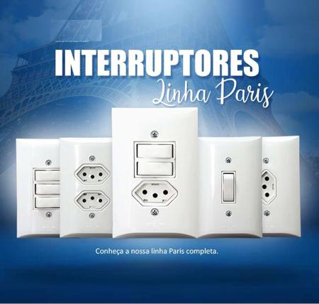 Imagem de Kit 20 Interruptor Simples 2 Teclas + Tomada 10A 2p+t Branco Com Espelho Bivolt 127v e 250v