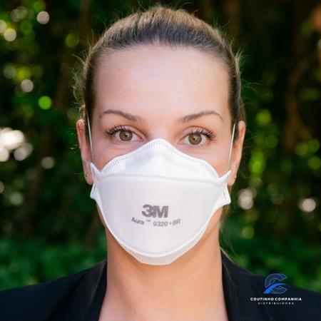 Imagem de kit 20 Máscaras Aura 3M 9320 pff2 n95 com espuma no clipe nasal para melhor vedação e conforto