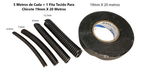 Imagem de Kit 20 Metros Tubo Espaguete Corrugado Auto + Fita P/chicote