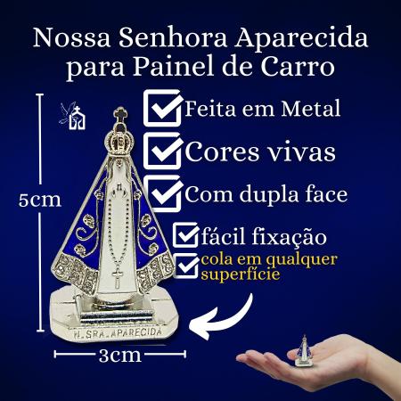 Imagem de Kit 20 Nossa Senhora Aparecida Painel Carro Metal 5cm