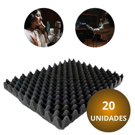 Imagem de Kit 20 Peças Espumas Anti Ruído Para Estúdio Placa Acústica