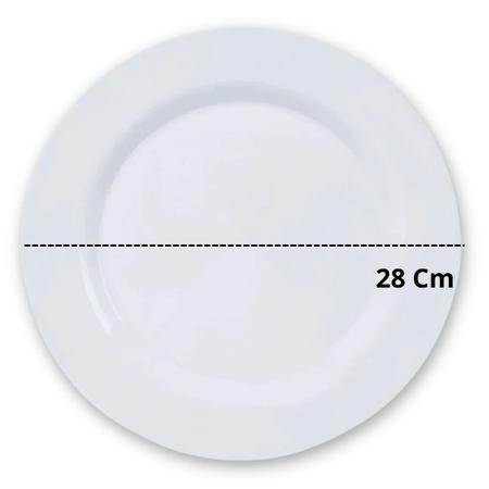 Imagem de Kit 20 Pratos Brancos Jogo de Jantar Melamina / Raso 28 Cm + Sobremesa 17,5 Cm  Bestfer 