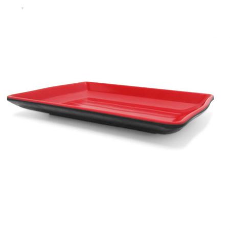 Imagem de Kit 20 Pratos em Melamina Retangular 21x13 Cm Vermelho para Petiscos e Sushis  Fuxing 