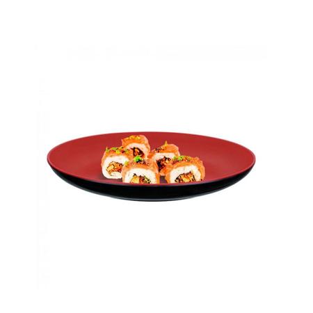 Imagem de Kit 20 Pratos Raso 20cm em Melamina/Plastico para Petiscos e Sushi Vermelho  Fuxing 
