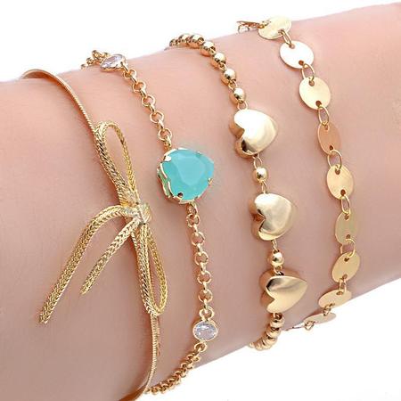 Imagem de Kit 20 Pulseiras Semijoia Folheadas A Ouro 18K