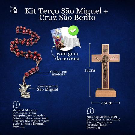 Imagem de Kit 20 Terço São Miguel + Cruz São Bento Atacado Revenda