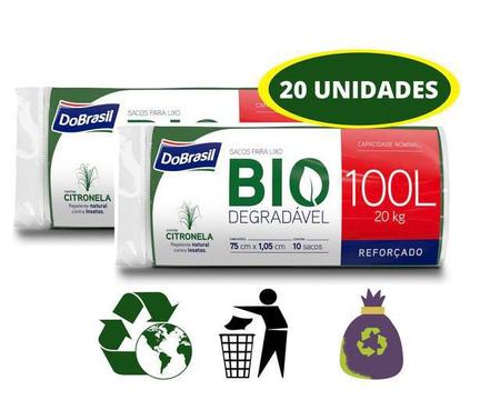 Imagem de Kit 20 Und Saco De Lixo 100 Litros Biodegradável Reforçado