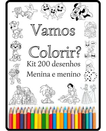 Kit 100 Desenhos Para Pintar E Colorir - Tema Meninas - Folha A4 ! 2 Por  Folha! - #0017