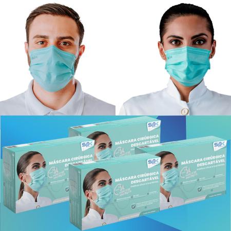 Imagem de Kit 200 Máscara Descartável Adulto Antiviral 24 Horas Proteção