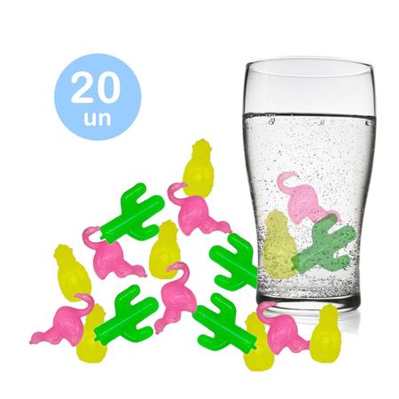 Imagem de Kit 20un Cubo gelo reutilizável gelinho artificial colorido